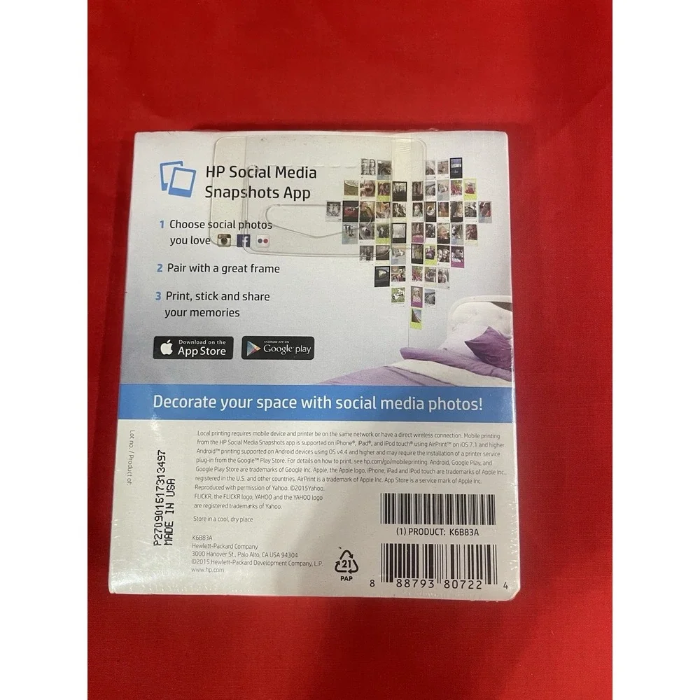 2 NEW SEALED HP Photo Paper, Sticky Back Social Media Snapshots (4x5